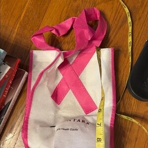 Pink ribbon White Tote Bag breast cancer lunch mini small tote
